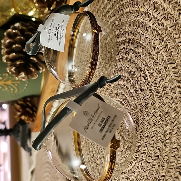 New Set Of 2 Hearth And Hand Elegant Hinged Glass Ornament - Picture 3 of 8